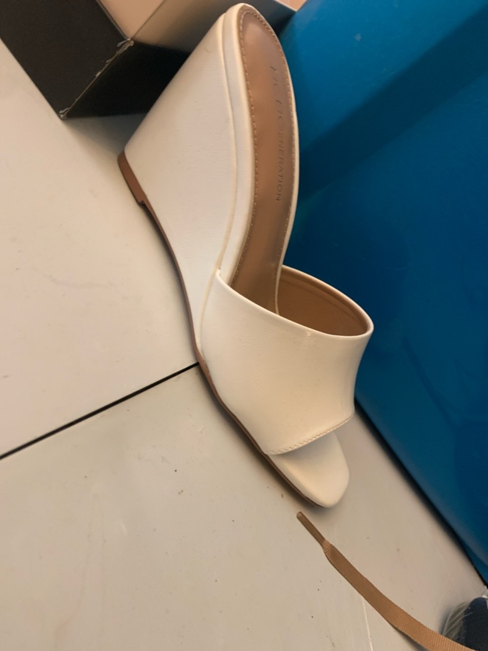 BCBGeneration Cream Open-Toe Wedge Mule